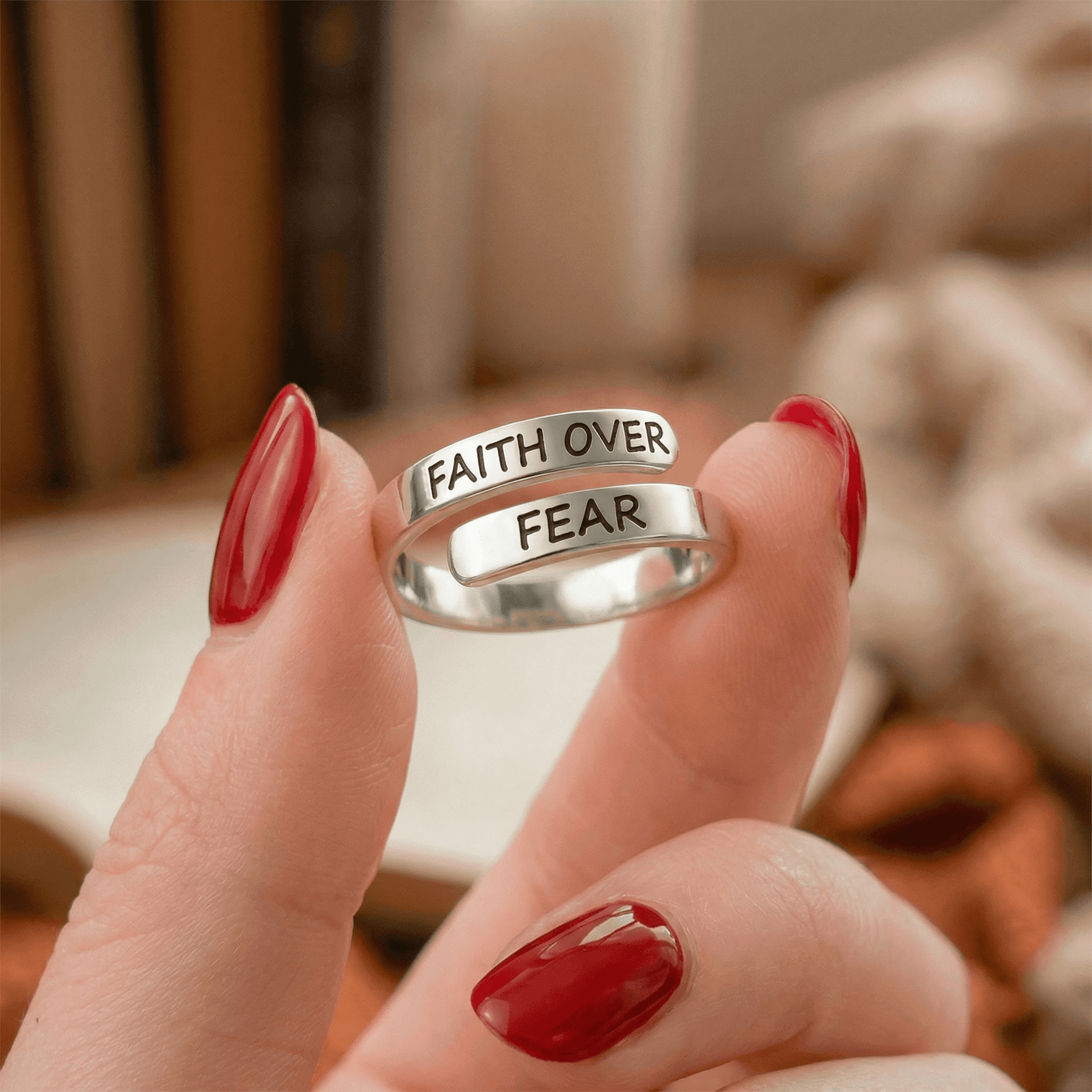 Faith Over  Fear - Minimalist Ring