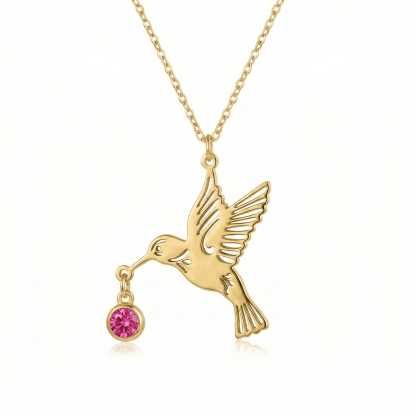 Hummingbird necklace (Birthstone)