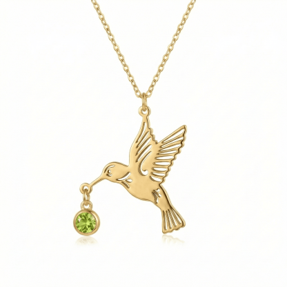Hummingbird necklace (Birthstone)