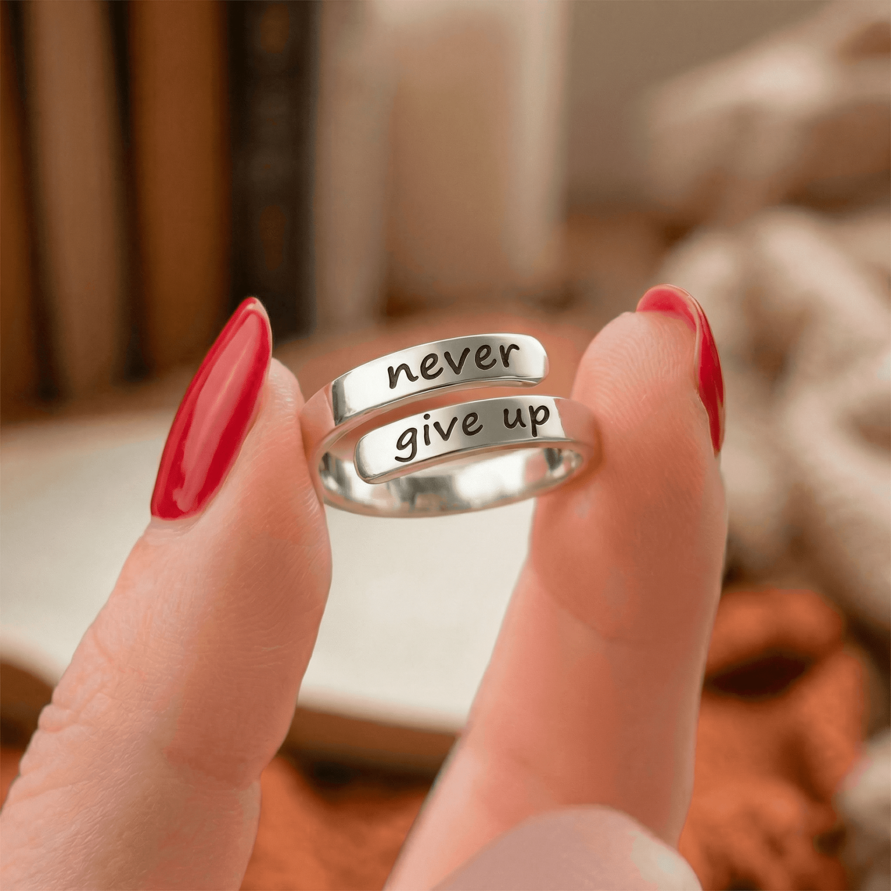 Never Give Up - Minimalist Ring