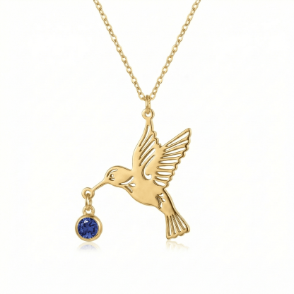 Hummingbird necklace (Birthstone)