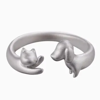 Cat Dog hug Ring