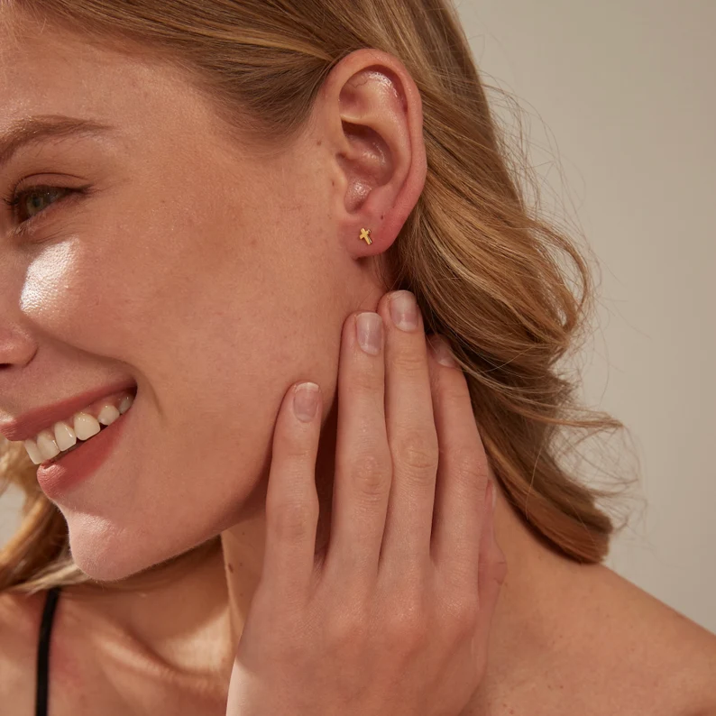 Dainty Cross Stud Earrings