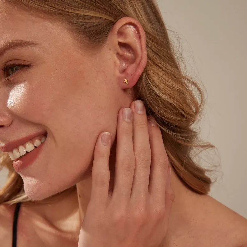 Dainty Cross Stud Earrings