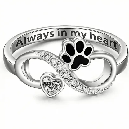 Kitty Paw Heart Ring