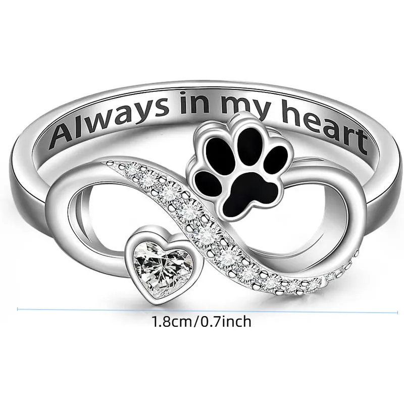 Kitty Paw Heart Ring