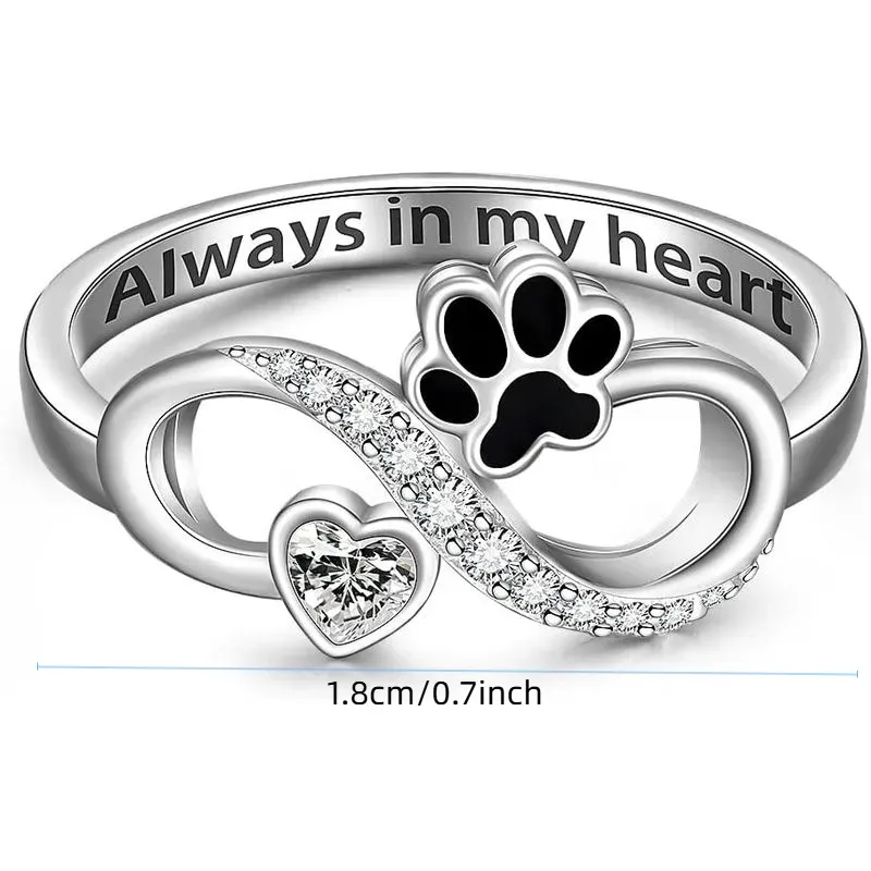 Kitty Paw Heart Ring