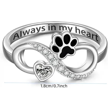 Kitty Paw Heart Ring