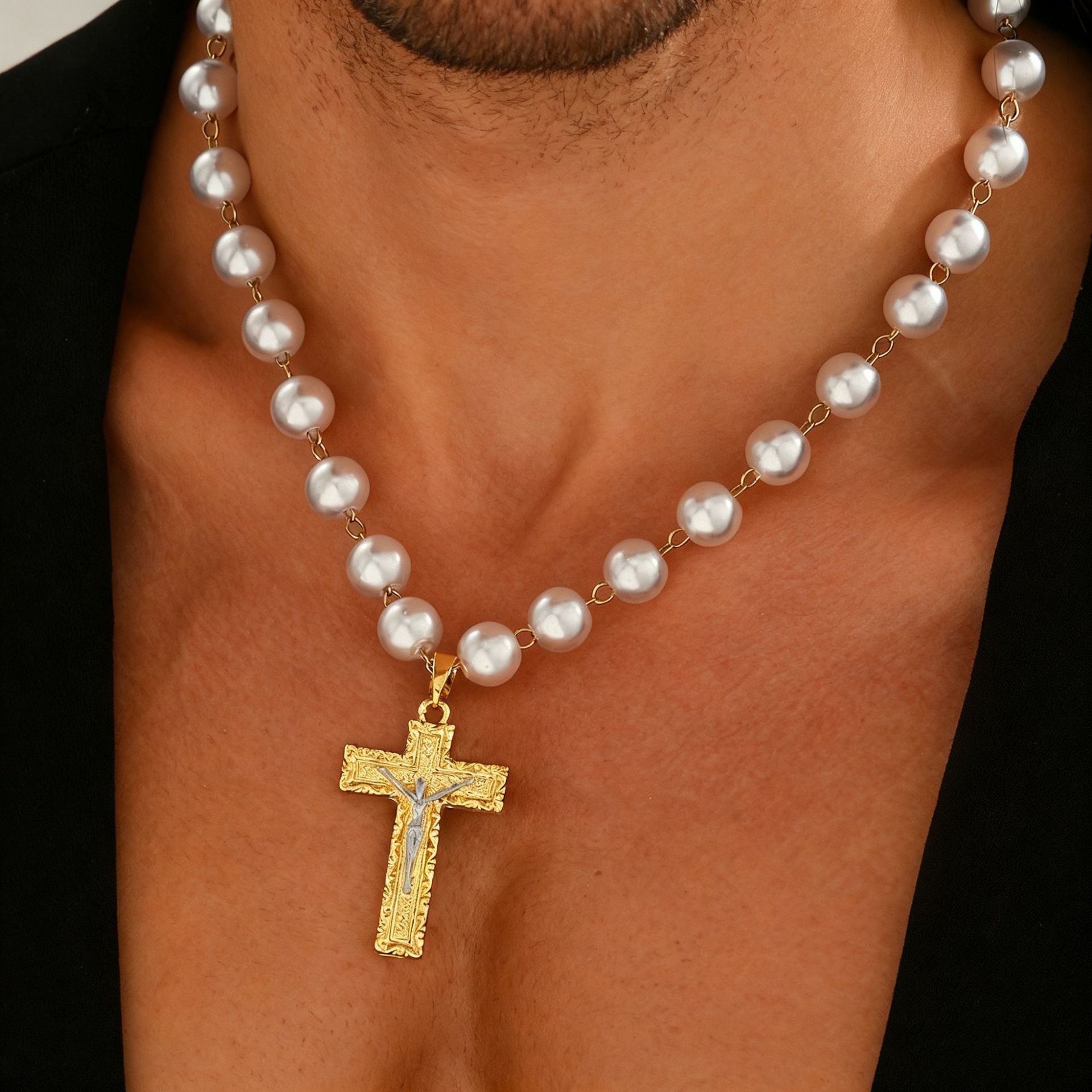 Pearl Crucifix Necklace