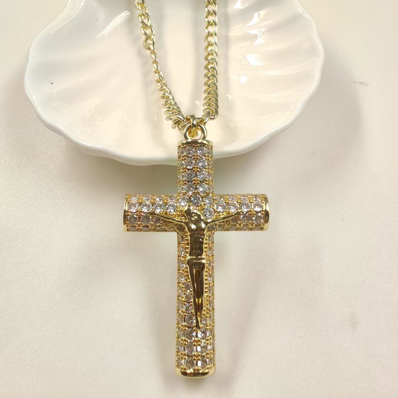 Holy Diamond Crucifix Necklace
