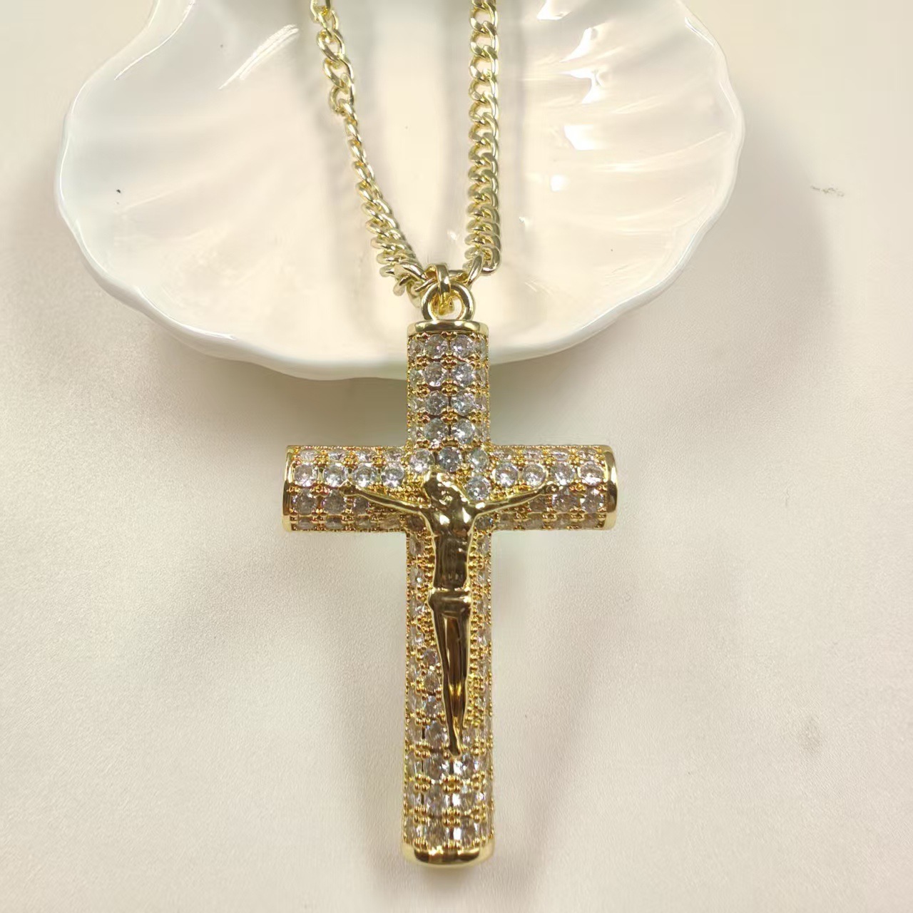 Holy Diamond Crucifix Necklace