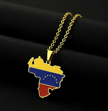 Venezuela Map/Flag Pendant Necklace