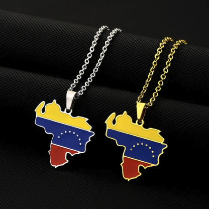 Venezuela Map/Flag Pendant Necklace