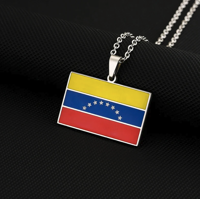 Venezuela Map/Flag Pendant Necklace