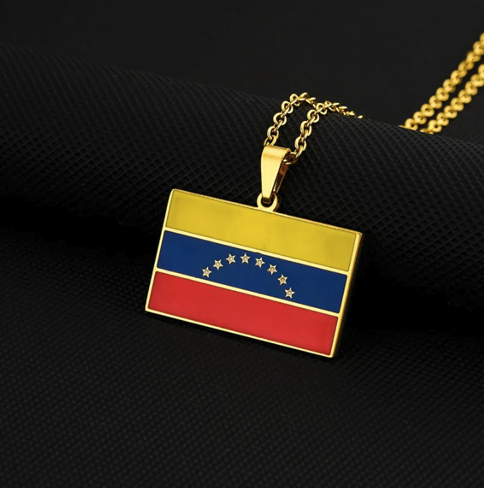 Venezuela Map/Flag Pendant Necklace