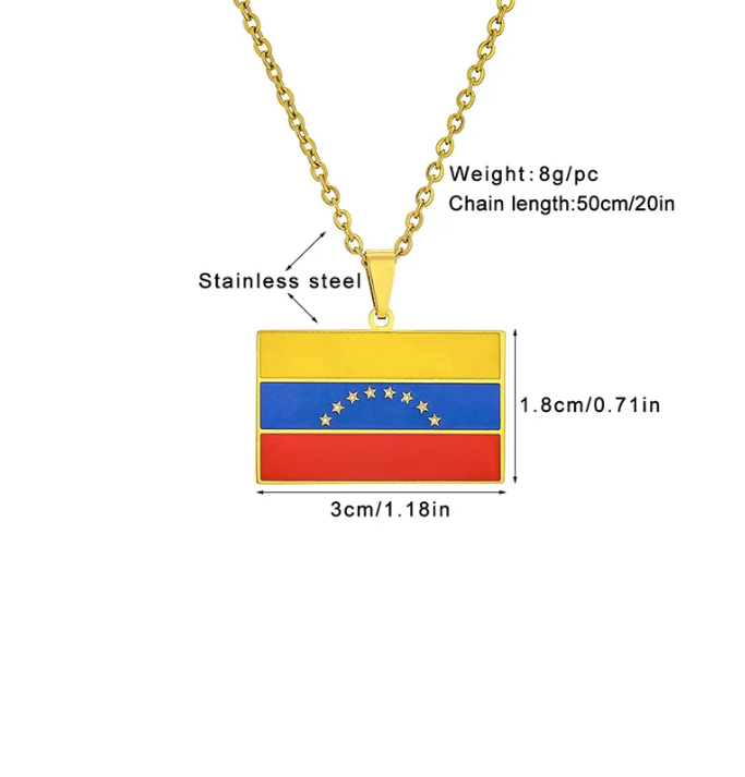 Venezuela Map/Flag Pendant Necklace