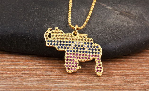 Venezuela Zircon Map Pendant Necklace
