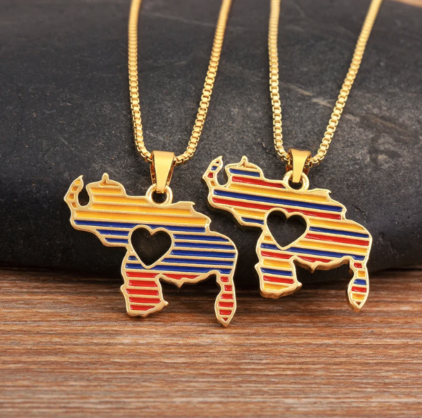 Venezuela Zircon Map Pendant Necklace