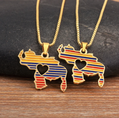 Venezuela Zircon Map Pendant Necklace