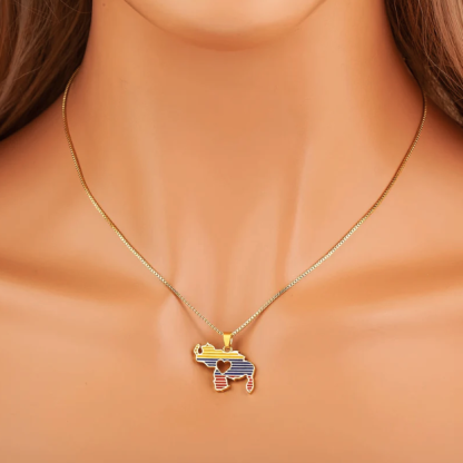 Venezuela Zircon Map Pendant Necklace