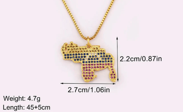 Venezuela Zircon Map Pendant Necklace