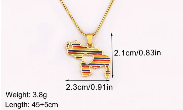 Venezuela Zircon Map Pendant Necklace