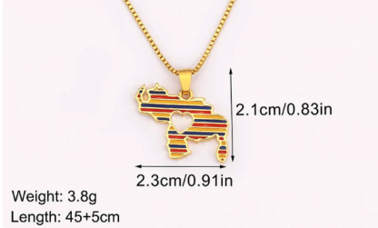 Venezuela Zircon Map Pendant Necklace
