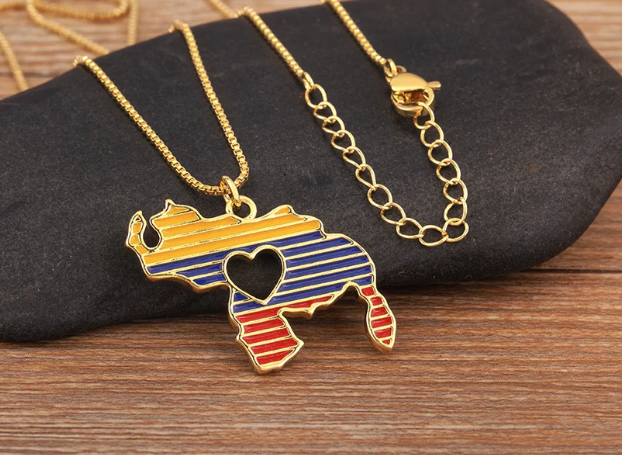 Venezuela Zircon Map Pendant Necklace