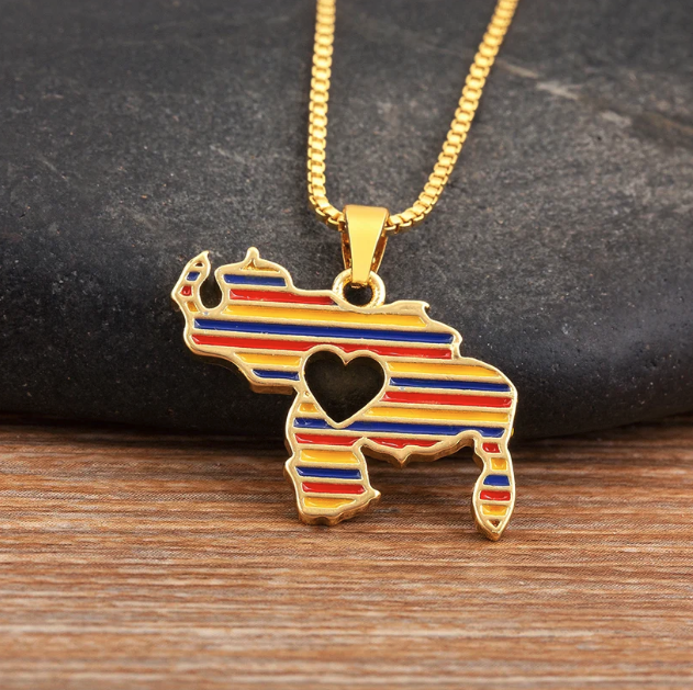 Venezuela Zircon Map Pendant Necklace