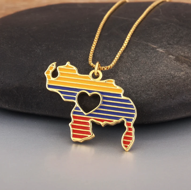 Venezuela Zircon Map Pendant Necklace