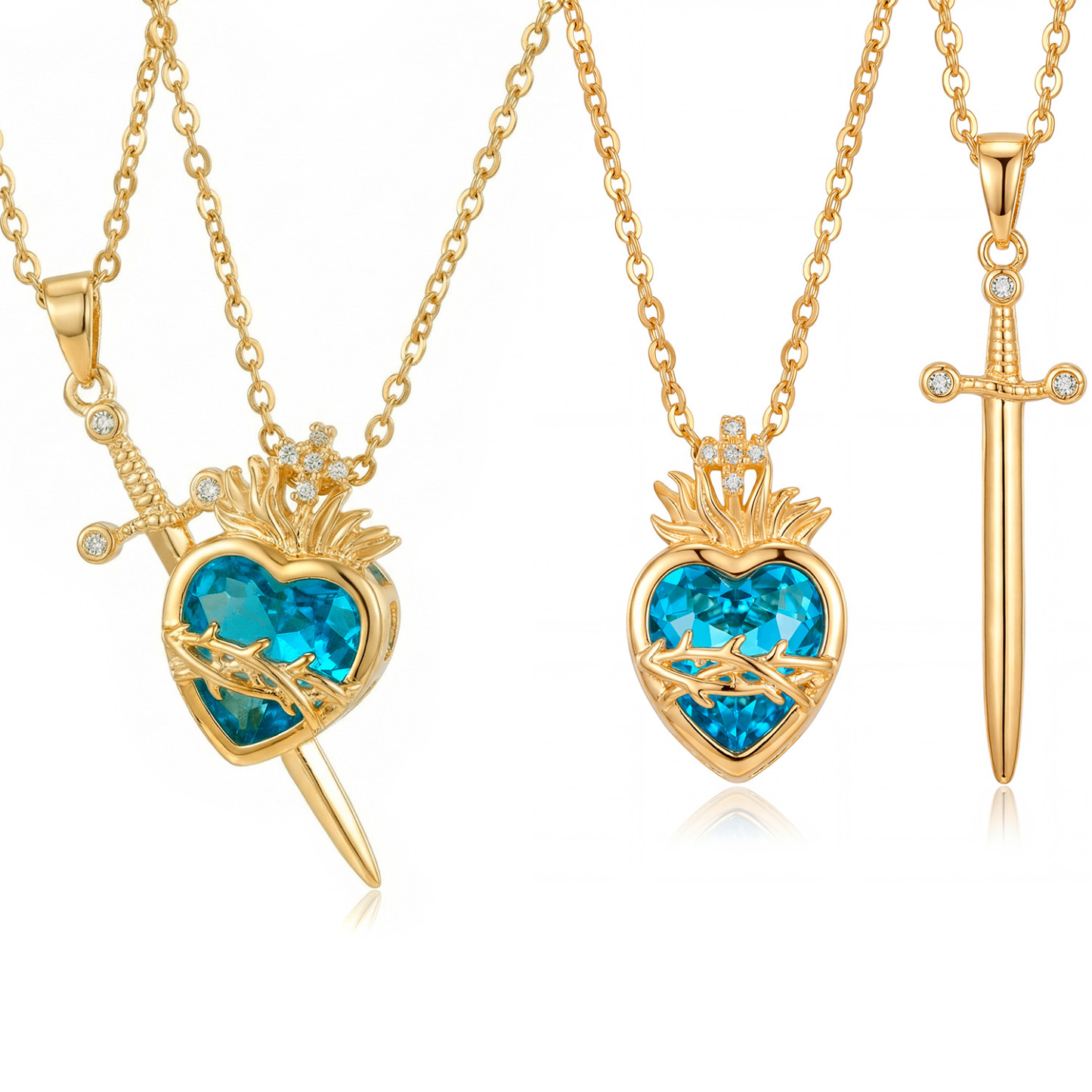 The Sacred Heart & Sword Necklace