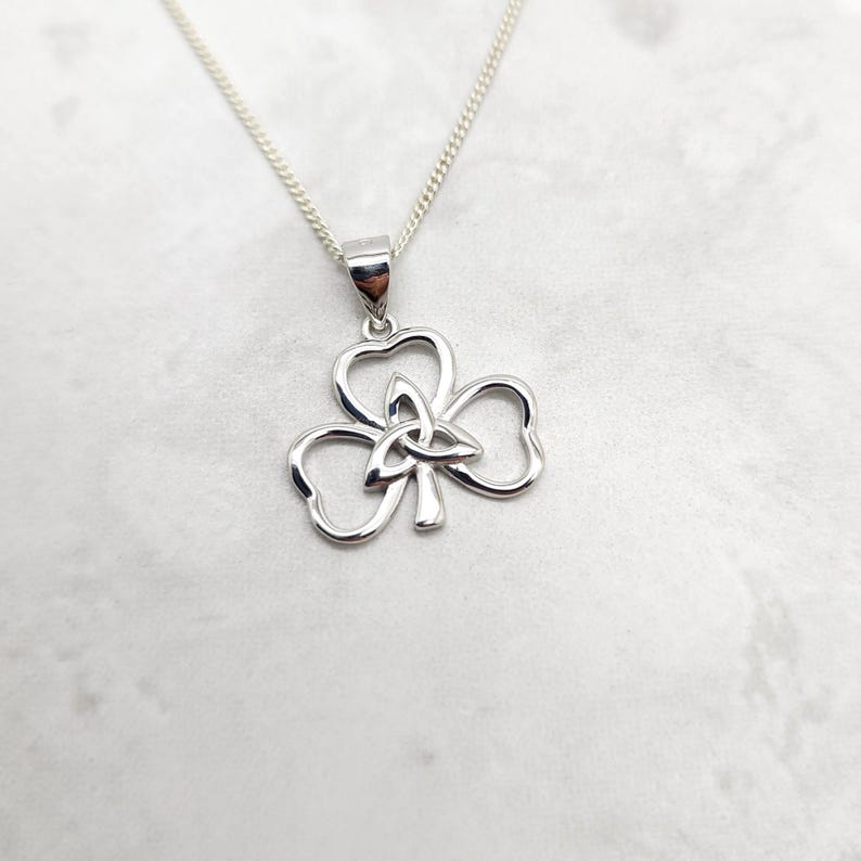 Celtic Shamrock Sterling Silver Necklace