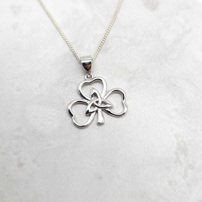 Celtic Shamrock Sterling Silver Necklace