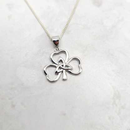 Celtic Shamrock Sterling Silver Necklace