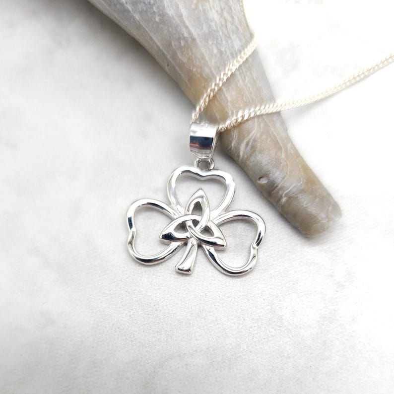Celtic Shamrock Sterling Silver Necklace