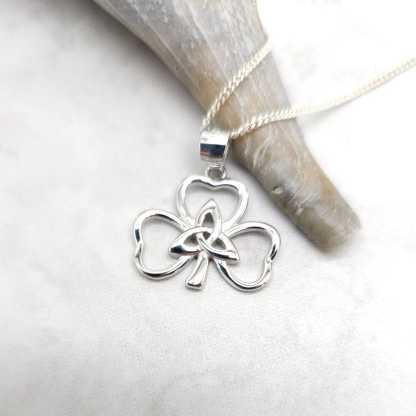 Celtic Shamrock Sterling Silver Necklace