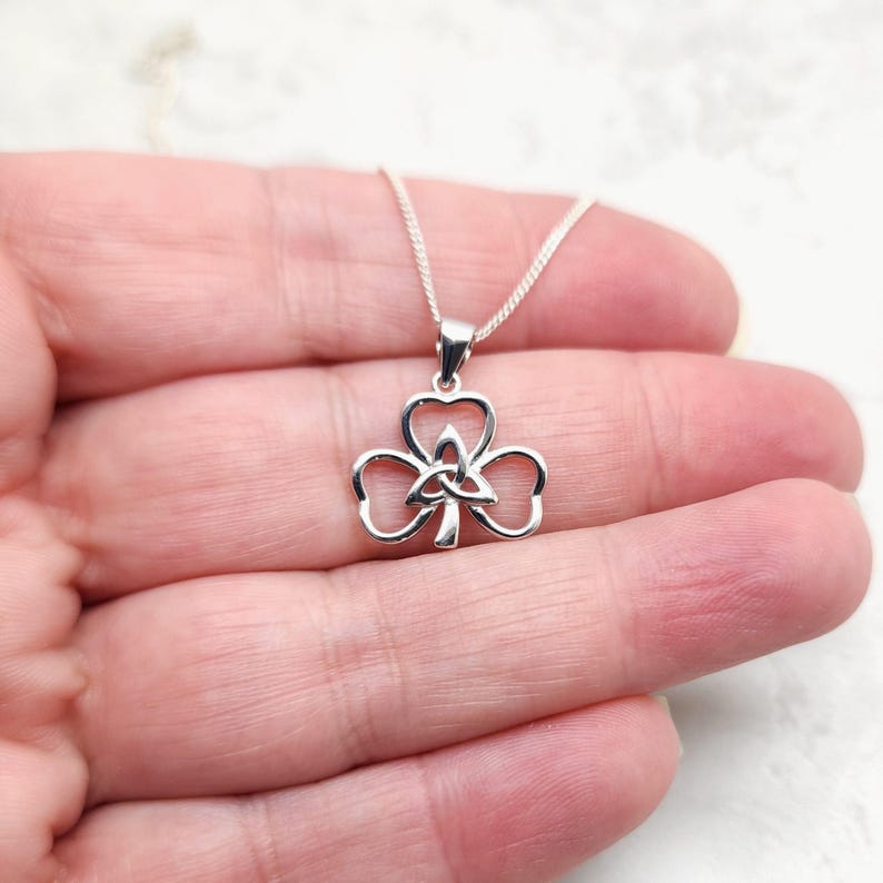 Celtic Shamrock Sterling Silver Necklace