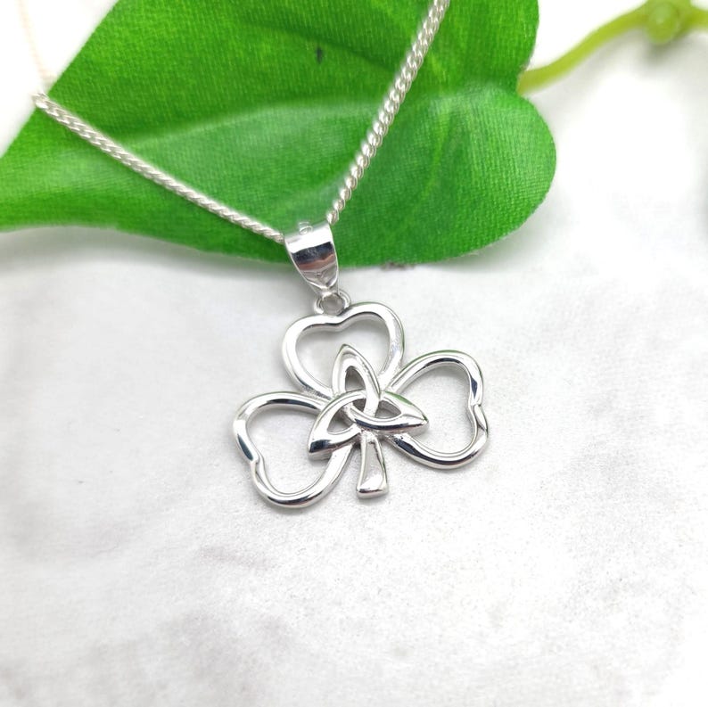 Celtic Shamrock Sterling Silver Necklace