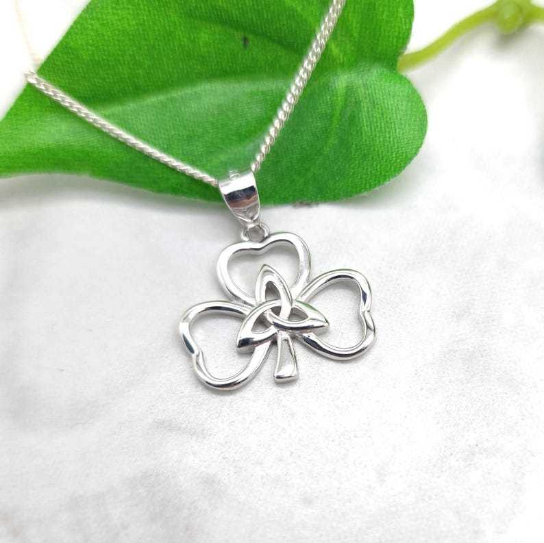 Celtic Shamrock Sterling Silver Necklace