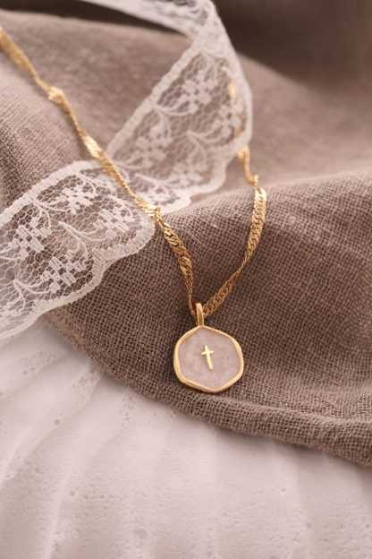 Gold Plated Waterproof Enamel Cross Pendant Necklace, Tiny Cross Necklace, Religious Necklace,Christmas Gift for her, Christian Gift