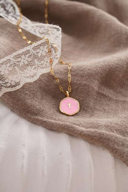 Gold Plated Waterproof Enamel Cross Pendant Necklace, Tiny Cross Necklace, Religious Necklace,Christmas Gift for her, Christian Gift