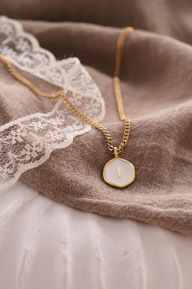 Gold Plated Waterproof Enamel Cross Pendant Necklace, Tiny Cross Necklace, Religious Necklace,Christmas Gift for her, Christian Gift