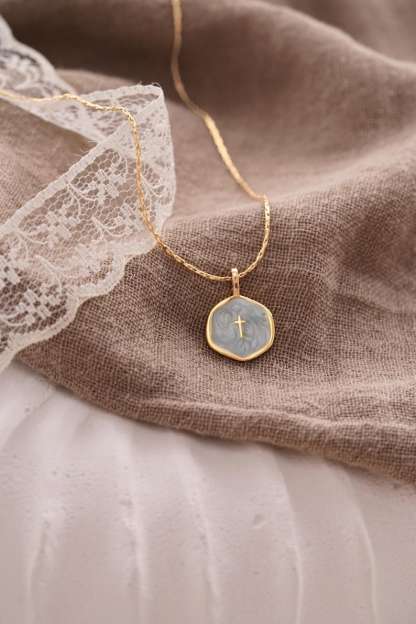 Gold Plated Waterproof Enamel Cross Pendant Necklace, Tiny Cross Necklace, Religious Necklace,Christmas Gift for her, Christian Gift