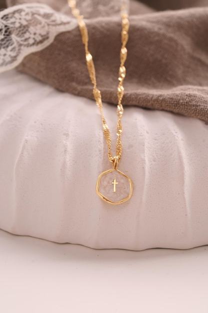 Gold Plated Waterproof Enamel Cross Pendant Necklace, Tiny Cross Necklace, Religious Necklace,Christmas Gift for her, Christian Gift