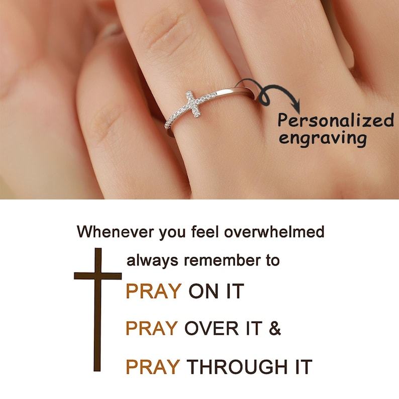Pray Through It Christianity Cross Ring