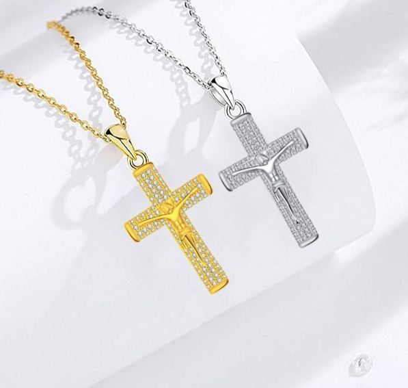 卡漫其跨境新款首飾鑲嵌復古十字架時尚高級感項鍊女個性百搭飾品