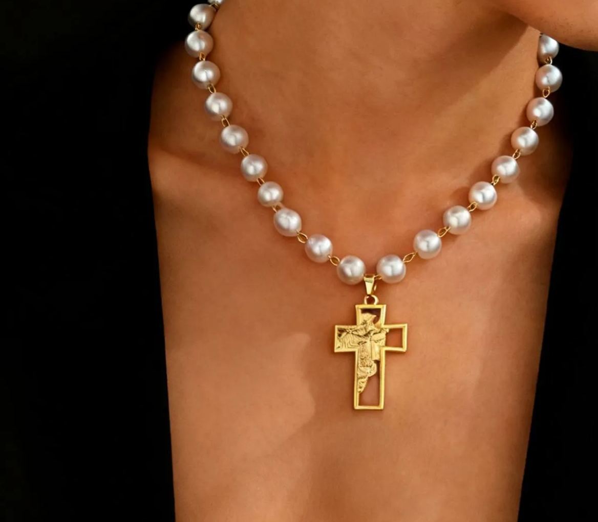 Pearl Crucifix Necklace