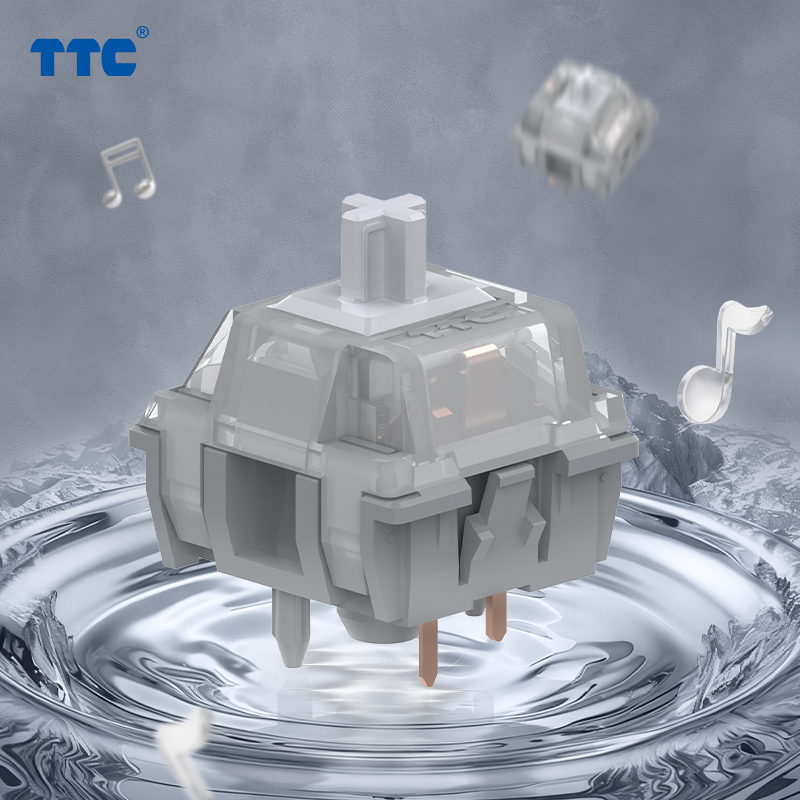 TTC Blaze Silver Switch, Dual Spring Linear 5pin Fast Factory Pre-lube Mechanical Keyboard Switch-HiFi Style