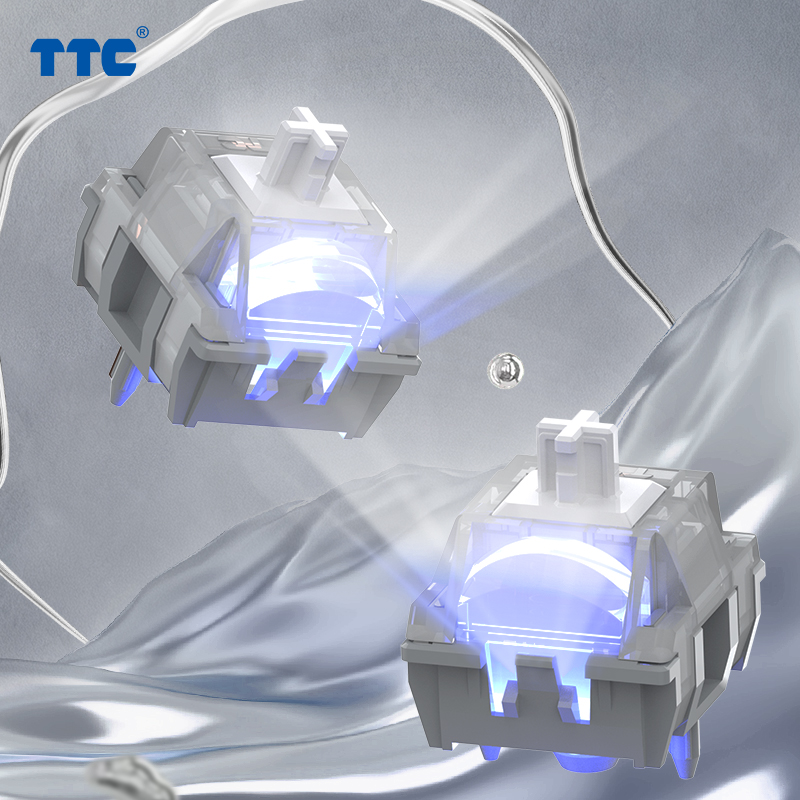 TTC Blaze Silver Switch, Dual Spring Linear 5pin Fast Factory Pre-lube Mechanical Keyboard Switch-HiFi Style