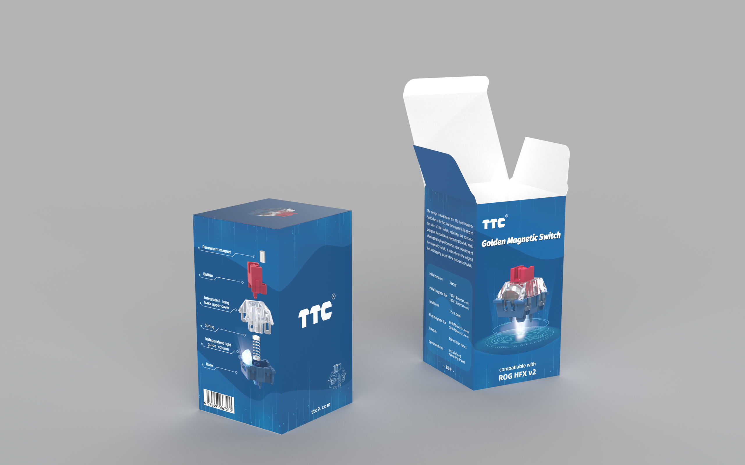 (Compatible with ROG HFX V2) TTC Golden Magnetic HE Switch, Pre-lubed Linear Smooth Keyboard Switch